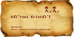 Károsi Kristóf névjegykártya